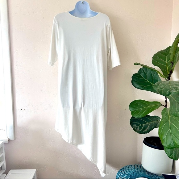 BRYN WALKER Moriah Bamboo Organic Cotton Asymmetrical Lagenlook Midi Dress L - Picture 7 of 13